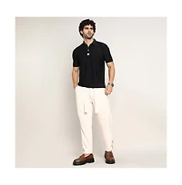 Campus Sutra Men's Obsidian Black Seamless Solid Polo T-Shirt