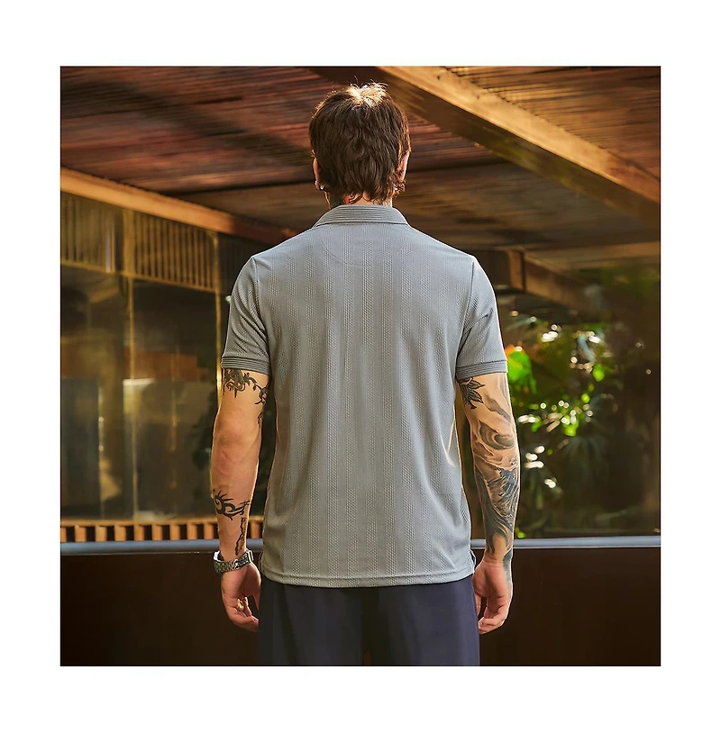 Campus Sutra Men's Coin Grey Ribbed -Tactile Polo T-Shirt