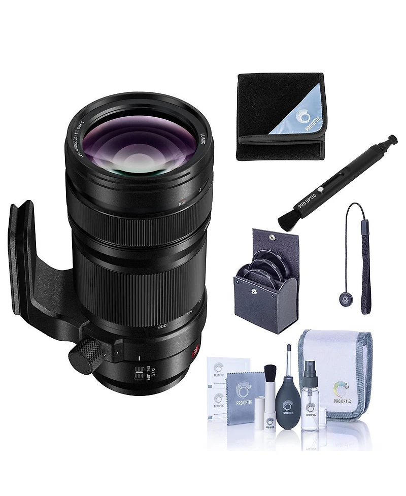 Panasonic Lumix S Pro 70-200mm f/4 Lens, Bundle with Lens Wrap, 77mm Filter Kit, Lens Cleaner, Cleaning Kit and Lens Cap Tether