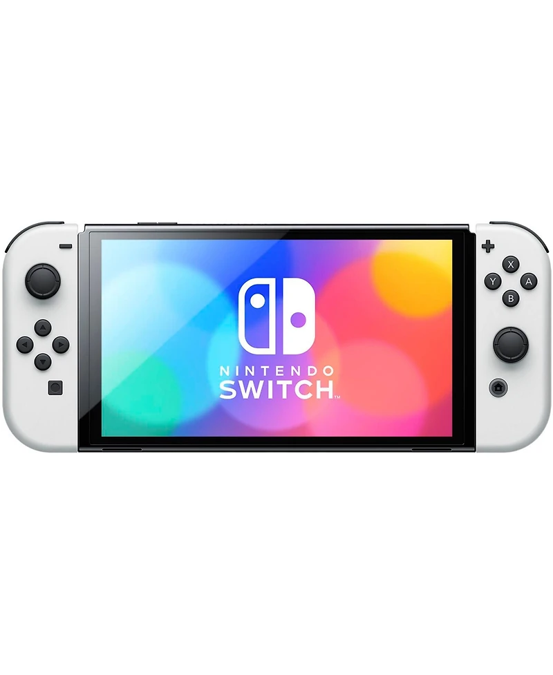 Nintendo Switch White Oled Console with Super Mario Bros. Wonder, Surge Accessory Gaming Kit, MightySkins Console and Controller Skin Voucher, and 2 Y