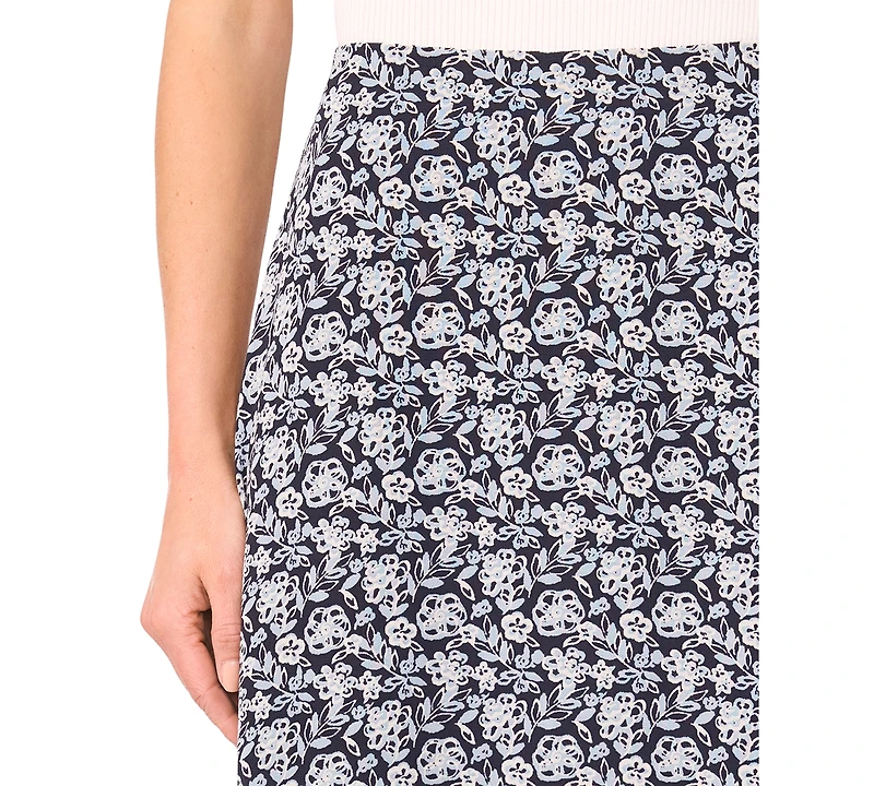 CeCe Women's Printed Ruffle-Hem Midi Skirt