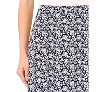 CeCe Women's Printed Ruffle-Hem Midi Skirt