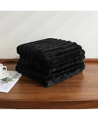 Kate Aurora Modern Lux Ultra Soft & Plush Ribbed Accent Throw Blanket - 50 in. W x 60 L Navy