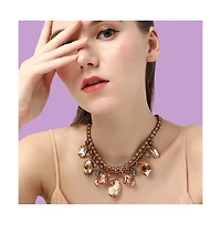 Sohi Gold-Plated Crystal Statement Necklace