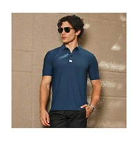 Campus Sutra Men's Navy Blue Seamless Solid Polo T-Shirt