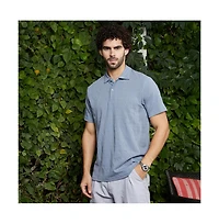 Campus Sutra Men's Powder Blue Veined-Tactile Polo T-Shirt