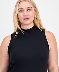 On 34th Trendy Plus Solid Mock-Neck Sleeveless Midi Dress, Macy's Exclusive