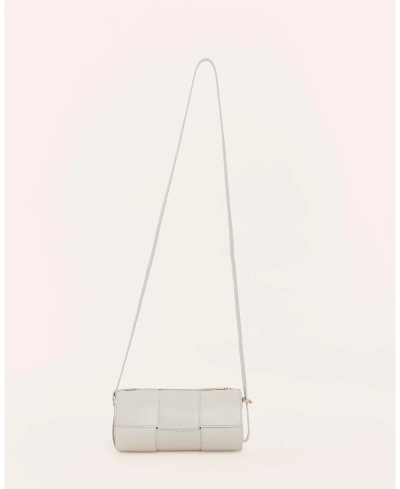 Women's Woven Leather Barrel Bag