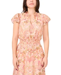 Sam & Jess Petite Printed Smocked-Waist Maxi Dress