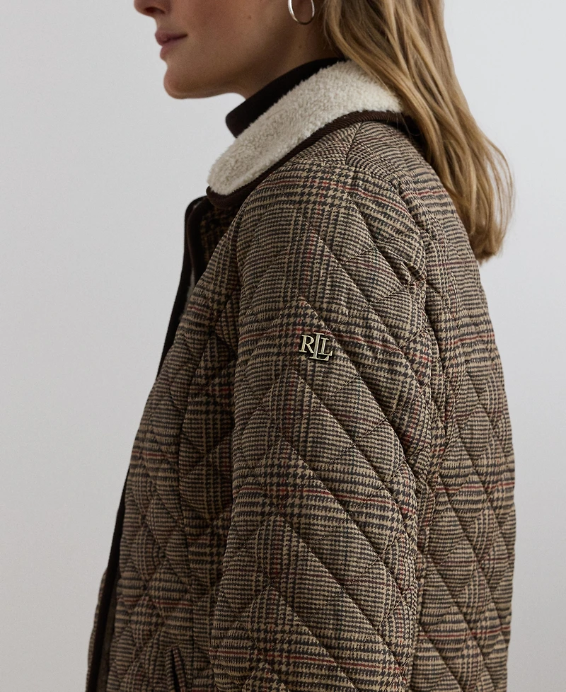 Lauren Ralph Women's Faux-Sherpa-Collar Quilted Coat