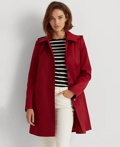 Lauren Ralph Womens Hooded A-Line Raincoat