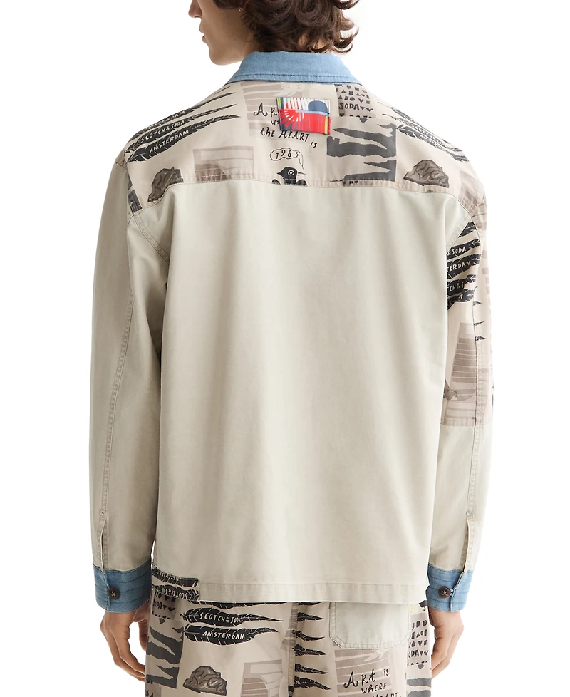 Scotch & Soda Men's Printed Colorblocked Shirt