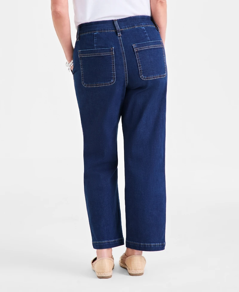 Style & Co Petite High-Rise Straight Utility Jeans