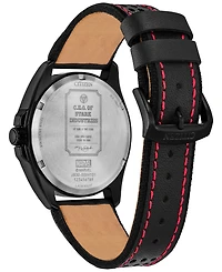 Citizen Eco-Drive Men's Marvel Tony Stark Kinda Sorta Famous Black Leather Strap Watch 43mm