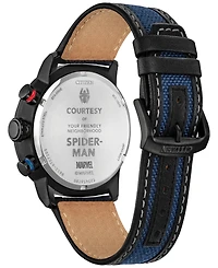 Citizen Eco-Drive Men's Chronograph Marvel Spider-Man Double Vision Blue Nylon Leather Strap Watch 44mm