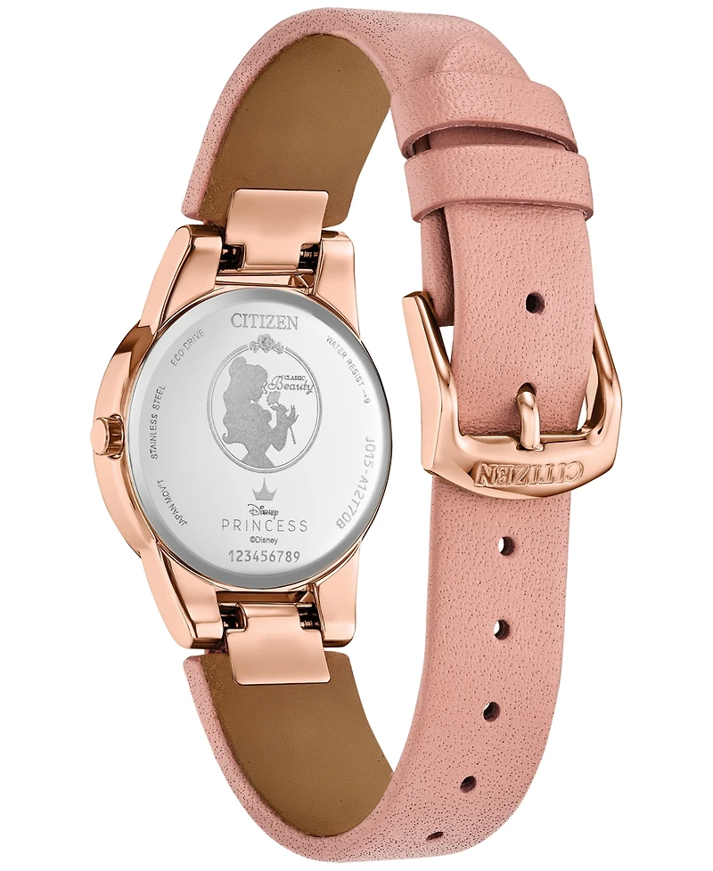Citizen Eco-Drive Women's Disney Eternal Beauty Belle Pink Leather Strap Watch 30mm Box Set