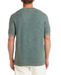 Weatherproof Vintage Men's Short Sleeve Woven Crewneck Sweater