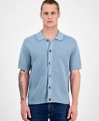 Sun + Stone Men's Cooper Short Sleeve Textured Knit Button-Front Sweater, Exclusively at Macy's