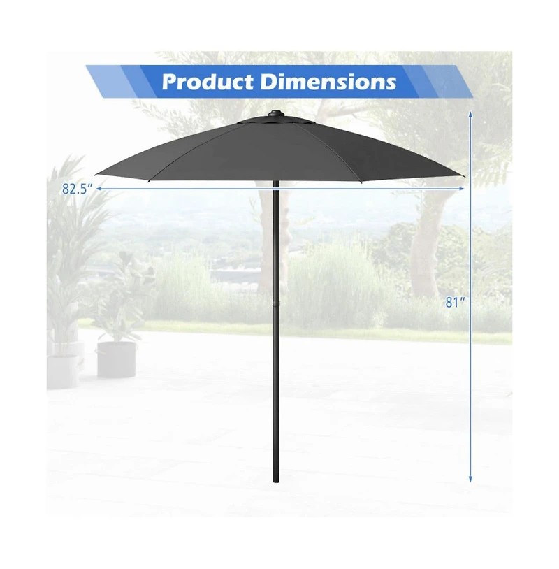 6.8 feet Patio Umbrella with Air Vent and Metal Ribs