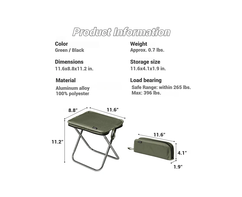 Naturehike, Folding Camping Stool , Portable Mini Chair, Lightweight Aluminium Alloy Small Backpacking with Thickened Seat Cushio