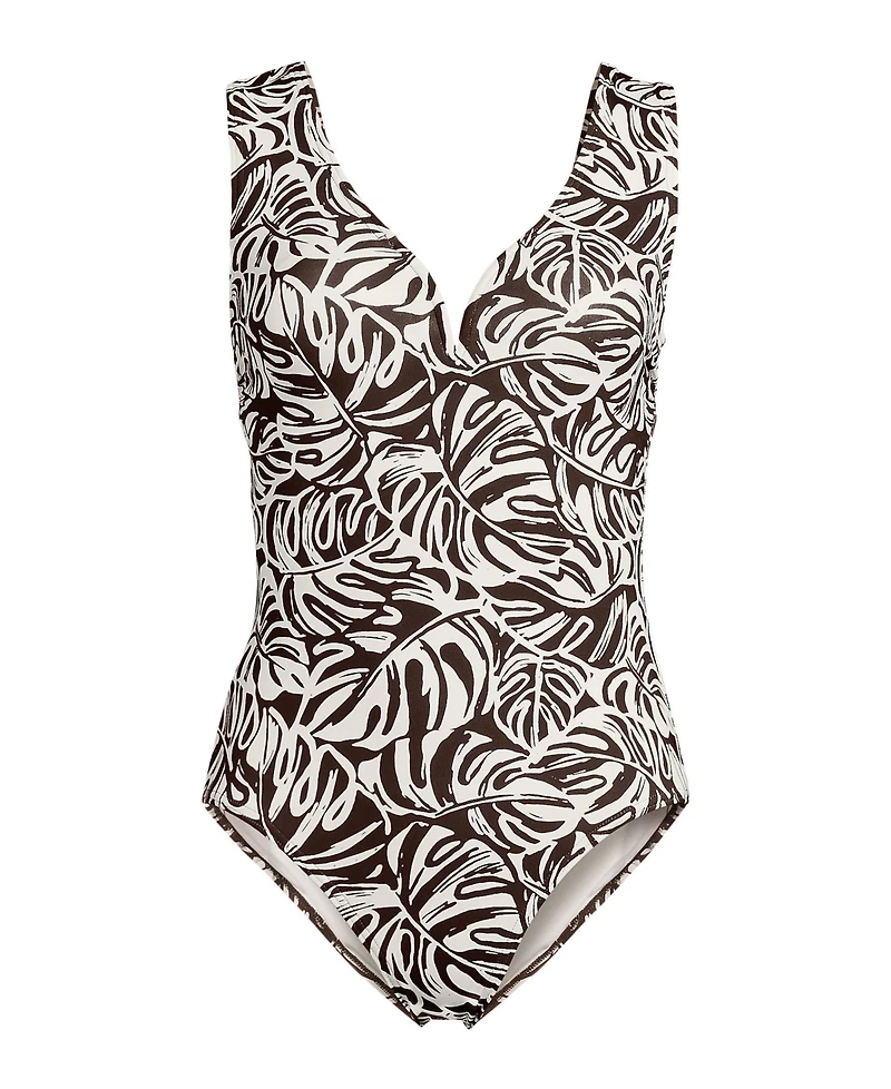 Lands' End Women's Sculpting Suit Sweetheart V-Wire High Leg One Piece Swimsuit