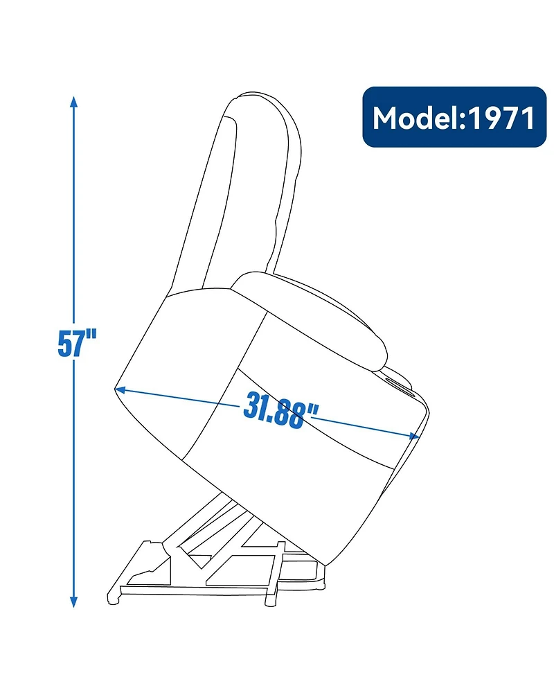 Streamdale Furniture Power Lift Recliner w/ Massage & Heat, Usb, Cup Holders - Beige