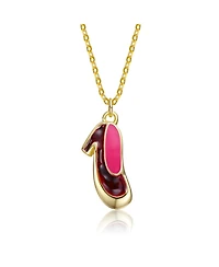 14K Gold Plated with Pink & Red Enamel High Heel Pendant Necklace