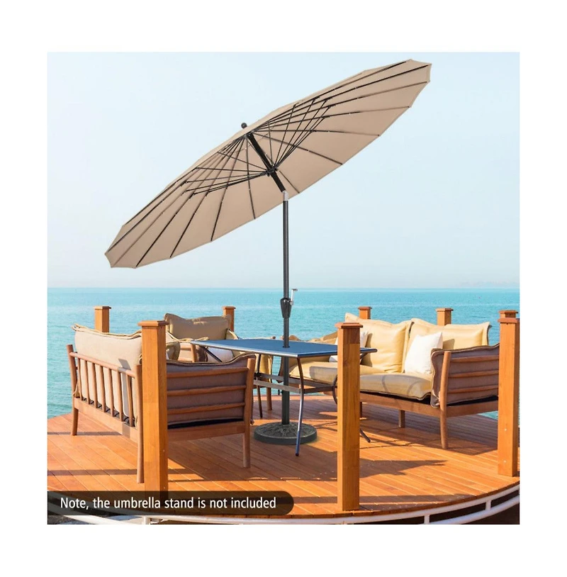 9 Feet Round Patio Umbrella with 18 Fiberglass Ribs