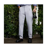 Campus Sutra Men's Cloud Grey Pleated Tailored Trousers