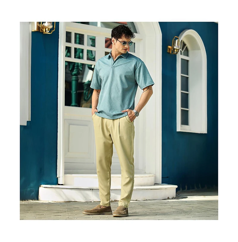 Campus Sutra Men's Sea Green Scratch-Tactile Polo T-Shirt