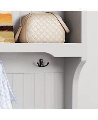 Hall Tree with Storage, Bench, & Coat Rack (Grey)