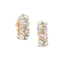 Sohi Gold-Plated Stone Hoop Earrings