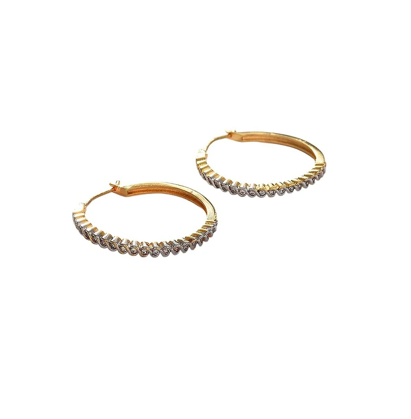 Sohi Gold-Plated Crystal Hoop Earrings