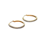 Sohi Gold-Plated Crystal Hoop Earrings