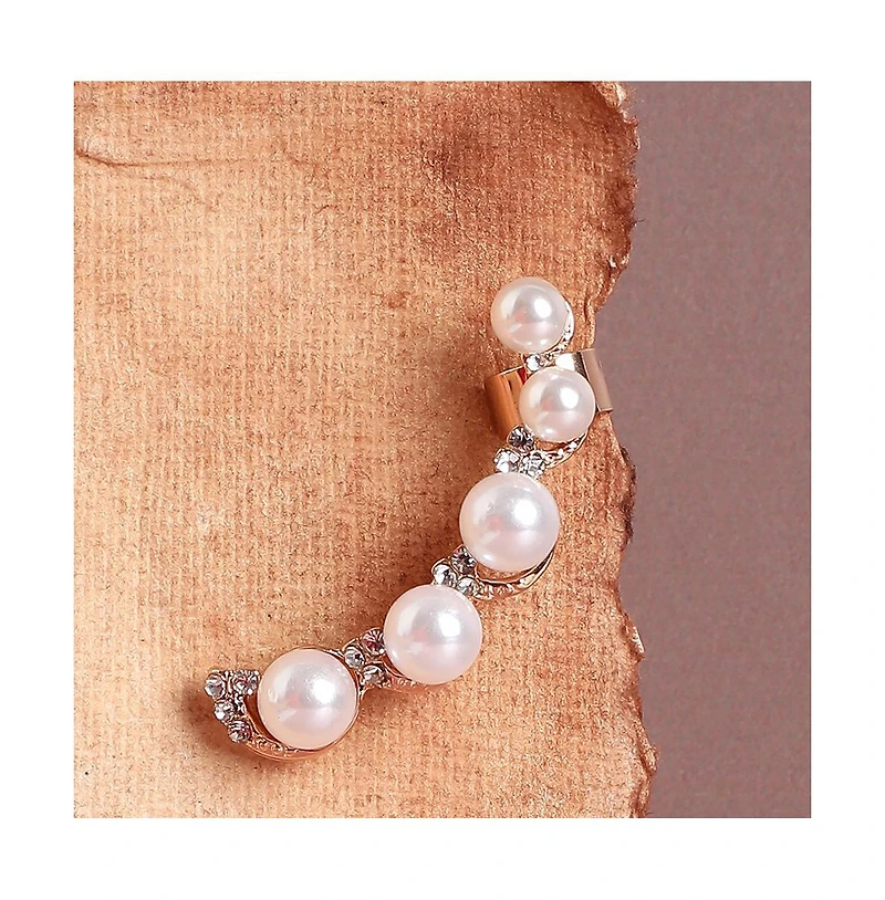Sohi Gold-Plated Pearl Cuff Earrings