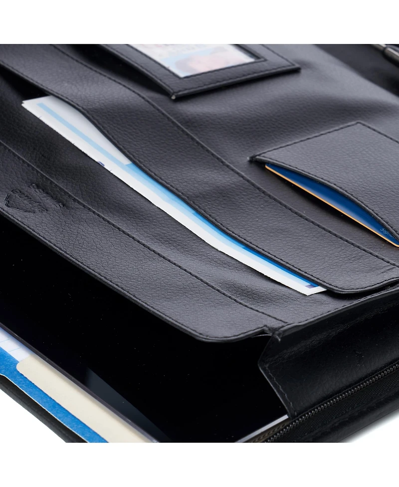 Alpine Swiss Leather Zippered Writing Pad Portfolio Business Briefcase Organizer