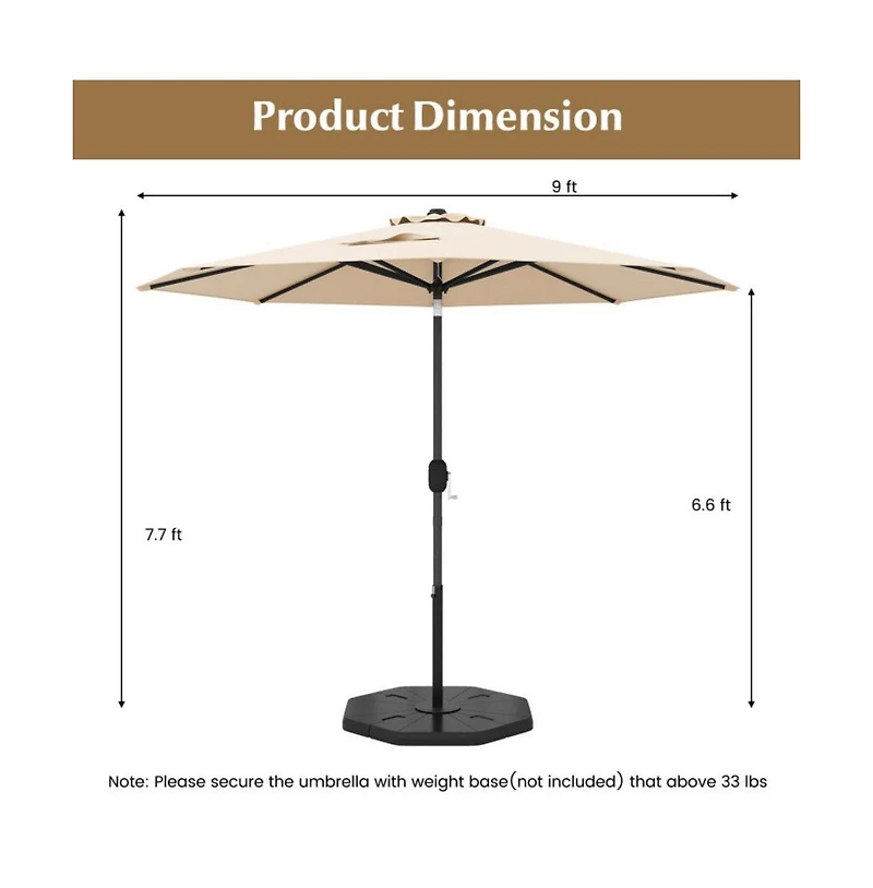 9 feet Outdoor Market Patio Table Umbrella Push Button Tilt Crank Lifeet