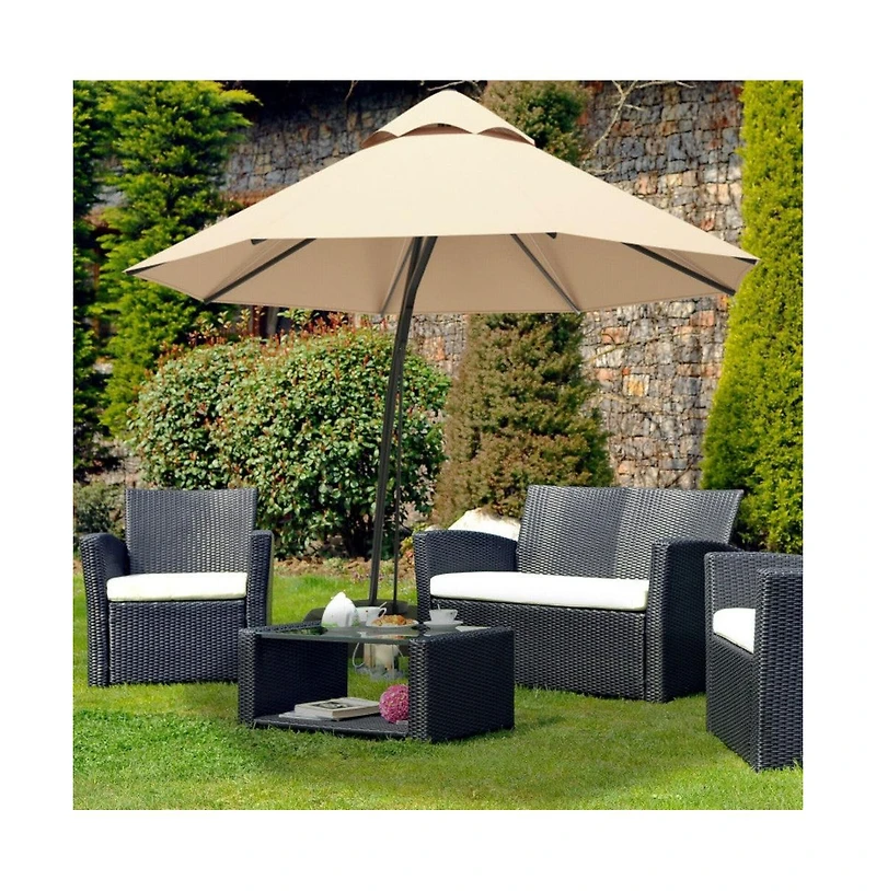 11 Feet Outdoor Cantilever Hanging Umbrella with Base and Wheels