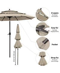 Yescom 10 Ft 3 Tier Patio Umbrella with Crank Handle Push to Tilt Aluminum Backyard