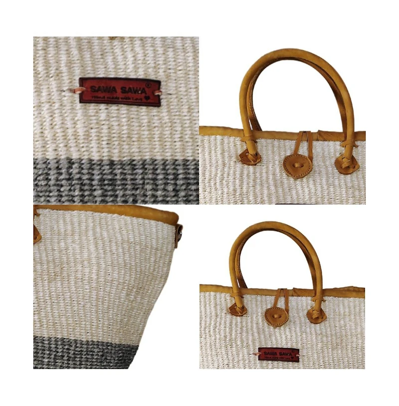 Ash and Ivory Wisdom Handmade Sisal Straw Basket Tote Bag
