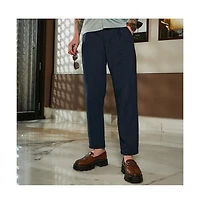 Campus Sutra Men's Prussian Blue Pleated Tailored Trousers