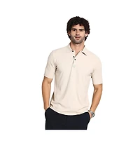 Campus Sutra Men's Saltbox Beige Seamless Ribbed Polo T-Shirt