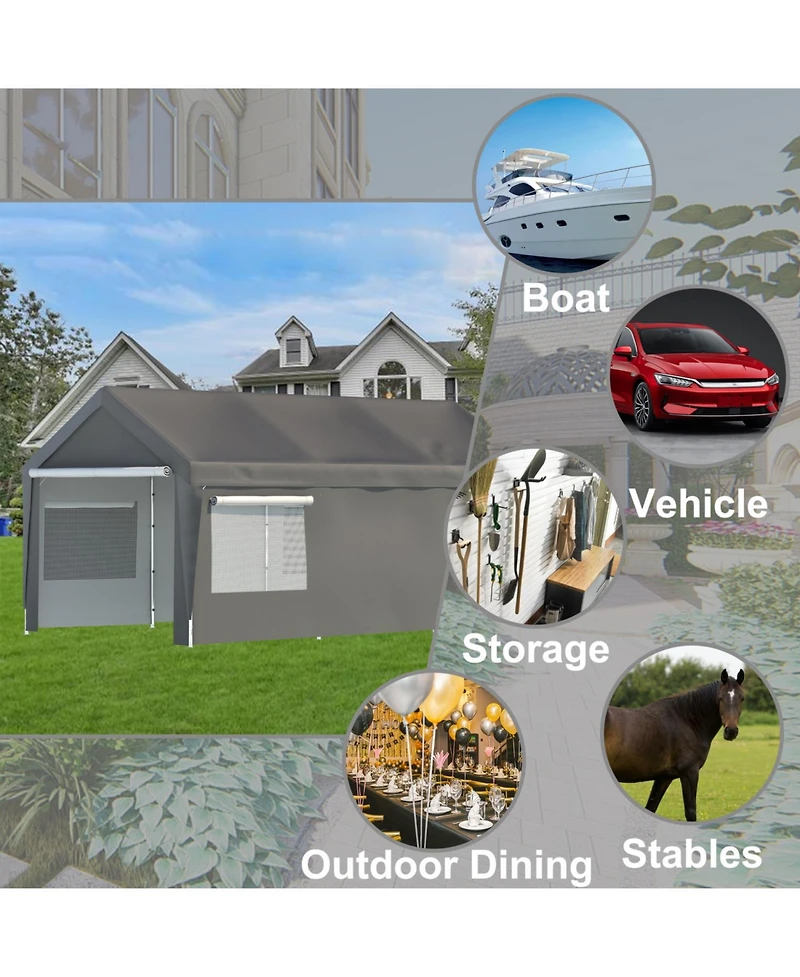 Carport Canopy 10x20 Ft - Heavy Duty Boat Car Garage