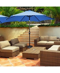 9 Feet Solar Led Lighted Patio Market Umbrella with Tilt Adjustment without Base