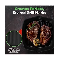 NutriChef 17.09” Heavy-Duty Cast Iron Square Skillet Grill Pan NCCIES47