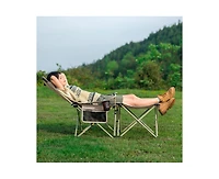 Naturehike, Outdoor Camping Recliner Chair with Side Table, Relaxing Folding Lounge Chair, Adjustable Tilt Chaise Lounge with Cup Holder, 600D Oxford