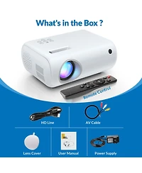 Artsea Mini Projector, Portable Projector Portable Outdoor Projection for iOS/Android/PS5 White