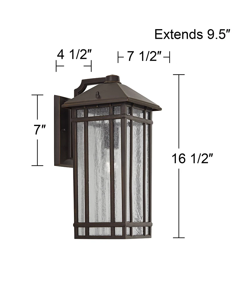Kathy Ireland Sierra Craftsman 16 1/2" High Farmhouse Rustic Outdoor Wall Light Fixture Mount Set of 2 Oil Rubbed Bronze Finish