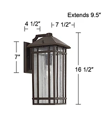 Kathy Ireland Sierra Craftsman 16 1/2" High Farmhouse Rustic Outdoor Wall Light Fixture Mount Set of 2 Oil Rubbed Bronze Finish