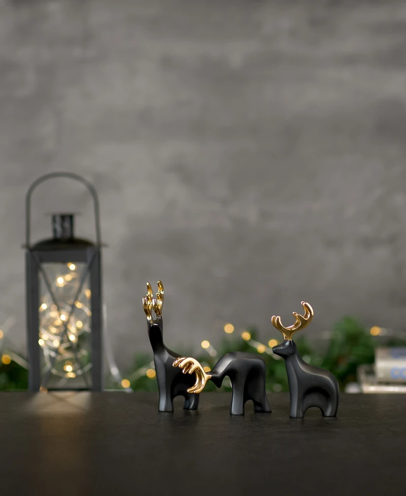 Nambe Mini Prancer Reindeer Figurines, Set of 3